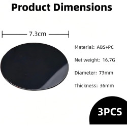 3 Disques Adhésifs Ø73 mm pour Support Téléphone Auto À Ventouse – Plaques Tableau De Bord 3,6 mm Effet Miroir, Résistantes À La