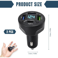 2PCS Allume Cigare USB C 4 Ports USB PD et Super, Prise Allume Cigare USB, 12V 24V, Chargeur USB C pour Smartphones et Tablettes
