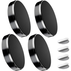 Lot de4 Supports Magnétiques Ronds pour Voiture, Porte‑Téléphone Adhésif Universel, Aimants Puissants pour Tableau de Bord, Comp
