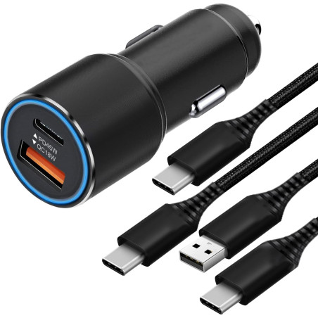 63W Chargeur Voiture et Câble pour iPhone 17/17 Pro/17 Pro Max/Air/16/16Pro/16e/15 17e/15 Plus/15Pro Max/16 Promax,Double Port(U