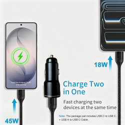 63W Chargeur Voiture et Câble pour iPhone 17/17 Pro/17 Pro Max/Air/16/16Pro/16e/15 17e/15 Plus/15Pro Max/16 Promax,Double Port(U