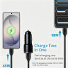 63W Chargeur Voiture et Câble pour iPhone 17/17 Pro/17 Pro Max/Air/16/16Pro/16e/15 17e/15 Plus/15Pro Max/16 Promax,Double Port(U