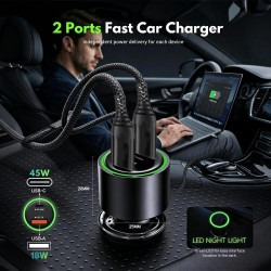 63W Chargeur Voiture et Câble pour iPhone 17/17 Pro/17 Pro Max/Air/16/16Pro/16e/15 17e/15 Plus/15Pro Max/16 Promax,Double Port(U
