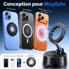 Support Téléphone Voiture Magnétique et à Aspiration – Fixation Ultra Stable Anti-Chute – Compatible MagSafe iPhone, Samsung, An