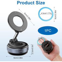 Support Téléphone Voiture, Magnetique Support Telephones Ventouse, Porte Telephone Voiture Aimanté Réglable à 360°d'Aspiration M