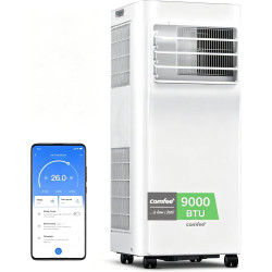 COMFEE' Climatiseur Mobile 9000 BTU/h 2,6kW, Contrôle APP, 3 Modes, 3 Vitesses de ventilation, Dimensions compactes, Pour pièces