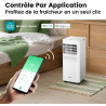 COMFEE' Climatiseur Mobile 9000 BTU/h 2,6kW, Contrôle APP, 3 Modes, 3 Vitesses de ventilation, Dimensions compactes, Pour pièces
