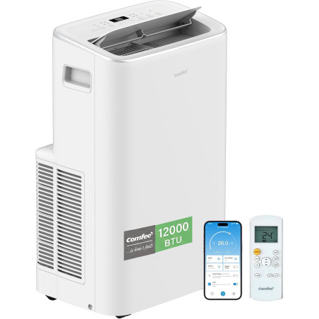 COMFEE Climatiseur Mobile 4-EN-1, Capacité de 12000 BTU/heure, Refroidissement, Ventilation, Chauffage, Déshumidification