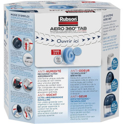 Rubson AERO 360° Recharges en tabs neutres pour absorbeur d'humidité, recharges pour déshumidificateurs AERO 360° ultra absorban