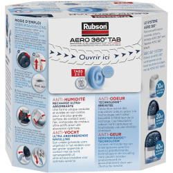 Rubson AERO 360° Recharges en tabs neutres pour absorbeur d'humidité, recharges pour déshumidificateurs AERO 360° ultra absorban