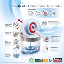 Rubson | Recharges Absorbeur d'Humidité Aero 360° Pure Tab (6 x 450 g) – Recharges anti-humidité & anti-odeur pour déshumidifica