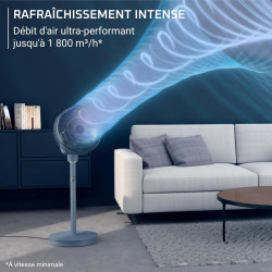 Rowenta Turbo Silence Compact 3D Multiflow, Ventilateur sur Pied, Silencieux 19 dB, Portée 25 m, Oscillation Multidirectionnelle