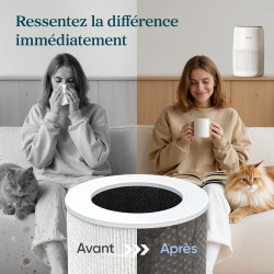 LEVOIT Purificateur d'Air Chambre, Filtration Efficace contre Allergies et Odeurs, Silencieux, avec Éponge d'Aromathérapie, 7W É