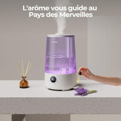 Homvana Humidificateur d'Air bébé, 3.6 L Cool Mist Top-Fill, 16dB Silencieux, 34H Durable Humidificateu Chambre, Plante, BPA Fre