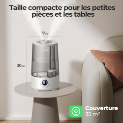 Homvana Humidificateur d'Air bébé, 3.6 L Cool Mist Top-Fill, 16dB Silencieux, 34H Durable Humidificateu Chambre, Plante, BPA Fre