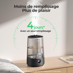 Homvana humidificateur d'air bébé, 3.6 l cool mist top-fill, 16db silencieux, 34h durable humidificateu chambre, plante, bpa fre