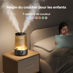Homvana humidificateur d'air bébé, 3.6 l cool mist top-fill, 16db silencieux, 34h durable humidificateu chambre, plante, bpa fre