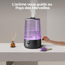 Homvana humidificateur d'air bébé, 3.6 l cool mist top-fill, 16db silencieux, 34h durable humidificateu chambre, plante, bpa fre