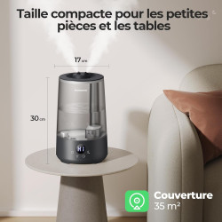 Homvana humidificateur d'air bébé, 3.6 l cool mist top-fill, 16db silencieux, 34h durable humidificateu chambre, plante, bpa fre