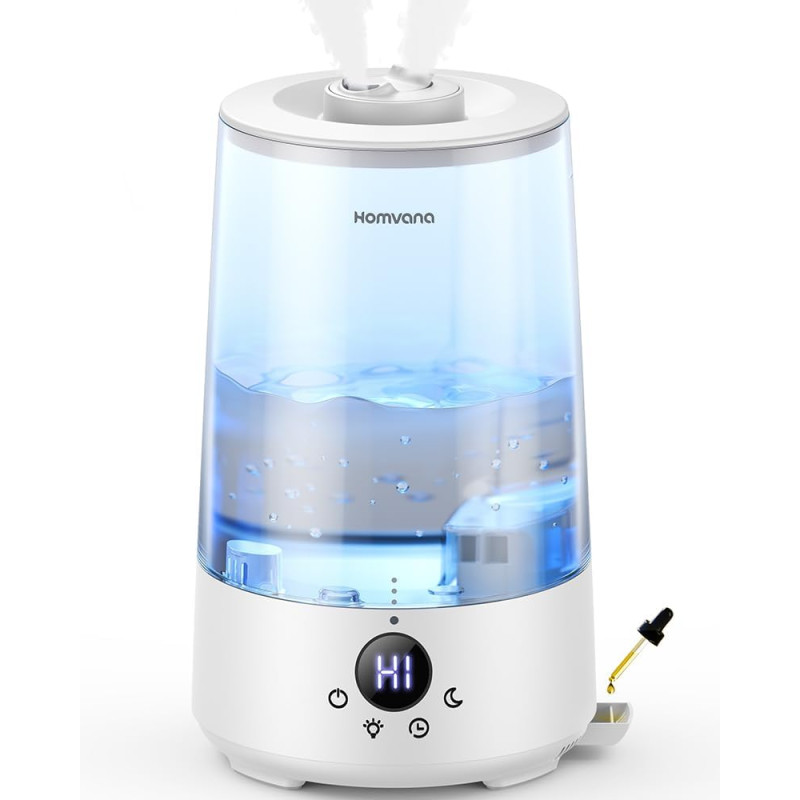 Homvana Humidificateur d'Air bébé, 3.6 L Cool Mist Top-Fill, 16dB Silencieux, 34H Durable Humidificateu Chambre, Plante, BPA Fre