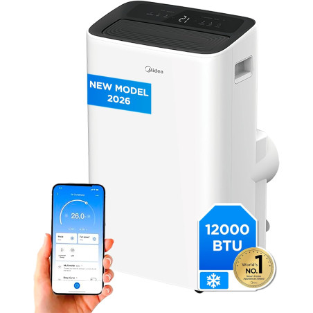 MIDEA Climatiseur Mobile Silencieux 12000 BTU avec Évacuation | 4 en 1: Climatisation, Ventilation, Déshumidification, Sleep | C