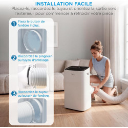 MIDEA Climatiseur Mobile Silencieux 12000 BTU avec Évacuation | 4 en 1: Climatisation, Ventilation, Déshumidification, Sleep | C