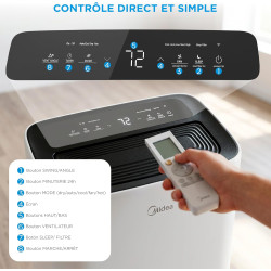 MIDEA Climatiseur Mobile Silencieux 12000 BTU avec Évacuation | 4 en 1: Climatisation, Ventilation, Déshumidification, Sleep | C