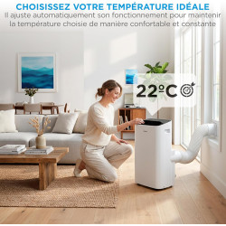 MIDEA Climatiseur Mobile Silencieux 9000 BTU avec Évacuation | 4 en 1: Climatisation, Ventilation, Déshumidification, Sleep | Cl