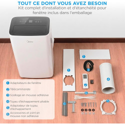MIDEA Climatiseur Mobile Silencieux 9000 BTU avec Évacuation | 4 en 1: Climatisation, Ventilation, Déshumidification, Sleep | Cl