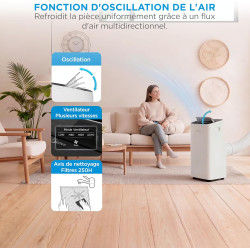 MIDEA Climatiseur Mobile Silencieux 9000 BTU avec Évacuation | 4 en 1: Climatisation, Ventilation, Déshumidification, Sleep | Cl