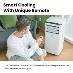 Comfee Climatiseur Mobile Portable 9000 BTU/h 2,6kW, 3-EN-1 Refroidisseur Déshumidificateur Ventilateur, Follow me, Minuterie, M