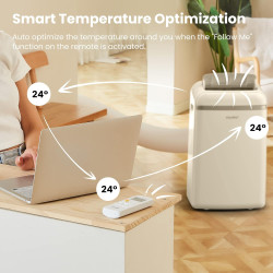 COMFEE' Climatiseur Mobile 10000 BTU/H 2,9kW, 3 Modes, Economie d'énergie Classe A+, Mode nuit, Minuterie 24H, Pour pièces de 33