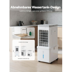 Climatiseur Mobile, Rafraîchisseur d’Air 3-en-1, Refroidisseur Évaporatif, Réservoir 12L, 3 Vitesses, Oscillation 60°, 35dB Sile