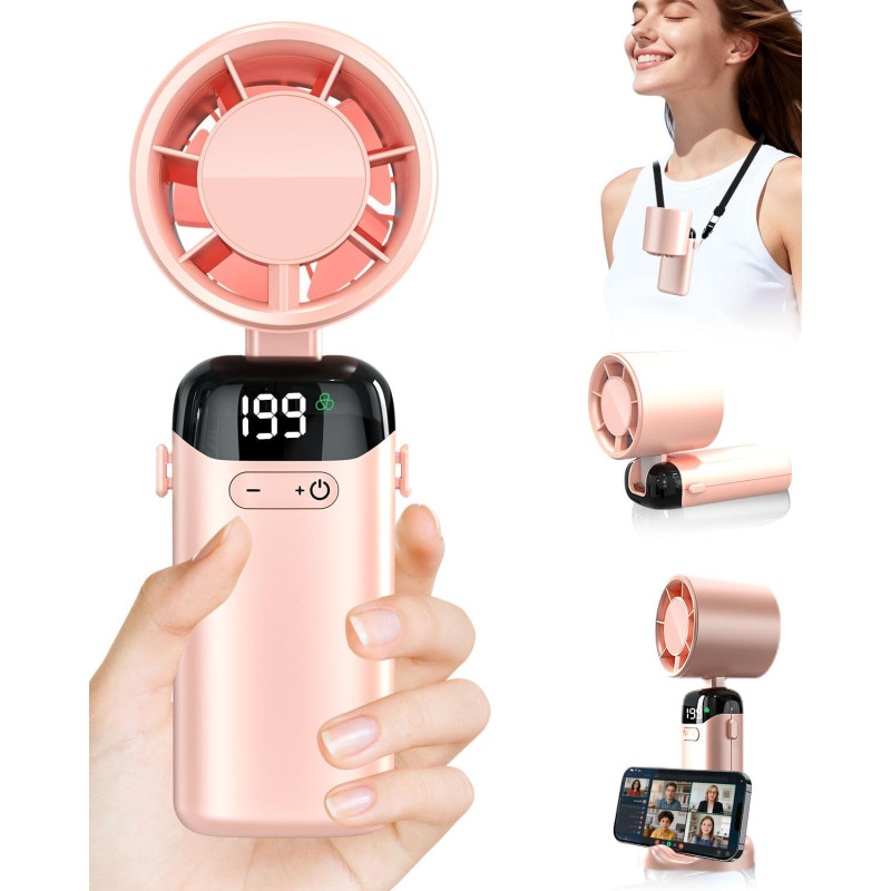 Kouric Ventilateur Portable Turbo, 199 Vitesses Réglables|Batterie 3500mAh Autonomie 10 Heures|Mini Ventilateur de Poche avec Éc