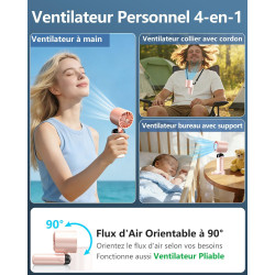 Kouric Ventilateur Portable Turbo, 199 Vitesses Réglables|Batterie 3500mAh Autonomie 10 Heures|Mini Ventilateur de Poche avec Éc
