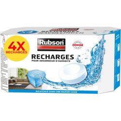 Rubson – 4 recharges parfum neutre pour absorbeur d'humidité Basic – anti-humidité et anti-odeur – Lot de 4 recharges ultra abso