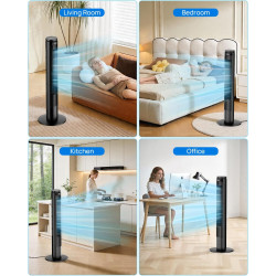 Ventilateur Colonne Silencieux, Ventilateur Tour avec Télécommande & Écran LED, 5 Modes Intelligents & 6 Vitesses, Oscillation 7