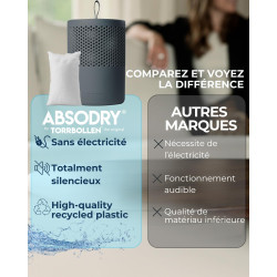 AbsoDry - Recharge déshumidificateur d'air Anti moisissure 2×600 g - Compatibilité Universelle - Empêche Les odeurs & retient l'