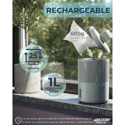 AbsoDry Duo Family - Déshumidificateur d'air anti moisissure non électrique - Absorbeur d'humidité - Pour une meilleure qualité 