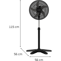 Rowenta Turbo Essential Ventilateur sur pied, Puissant, Design, Durable, Performant, Ecoconçu, 3 vitesses VU3110F3, Noir