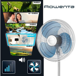 Rowenta Essential + Ventilateur pied, Silencieux, Haute performance, 3 vitesses, Compact, Oscillation et orientation réglables, 