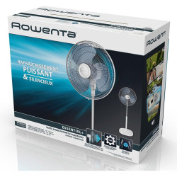 Rowenta Essential + Ventilateur pied, Silencieux, Haute performance, 3 vitesses, Compact, Oscillation et orientation réglables, 