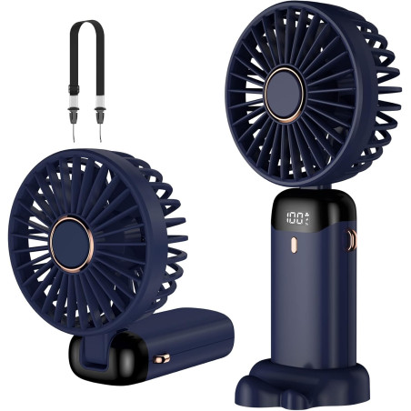 Mini ventilateur portable, rechargeable, petit ventilateur de poche avec 5 vitesses, batterie intégrée de 4200 mAh, ventilateur 