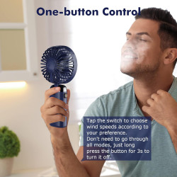 Mini ventilateur portable, rechargeable, petit ventilateur de poche avec 5 vitesses, batterie intégrée de 4200 mAh, ventilateur 