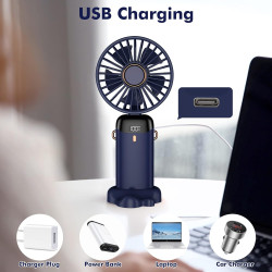 Mini ventilateur portable, rechargeable, petit ventilateur de poche avec 5 vitesses, batterie intégrée de 4200 mAh, ventilateur 