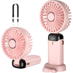 Mini ventilateur portable, rechargeable, petit ventilateur de poche avec 5 vitesses, batterie intégrée de 4200 mAh, ventilateur 
