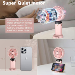 Mini ventilateur portable, rechargeable, petit ventilateur de poche avec 5 vitesses, batterie intégrée de 4200 mAh, ventilateur 