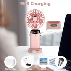 Mini ventilateur portable, rechargeable, petit ventilateur de poche avec 5 vitesses, batterie intégrée de 4200 mAh, ventilateur 