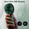 Mini ventilateur portable rechargeable par USB, 5 vitesses avec cordon et base, batterie intégrée de 4200 mAh, pliable pour bure