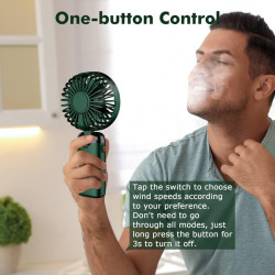 Mini ventilateur portable rechargeable par USB, 5 vitesses avec cordon et base, batterie intégrée de 4200 mAh, pliable pour bure